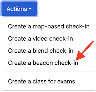 Choosing a beacon check-in.